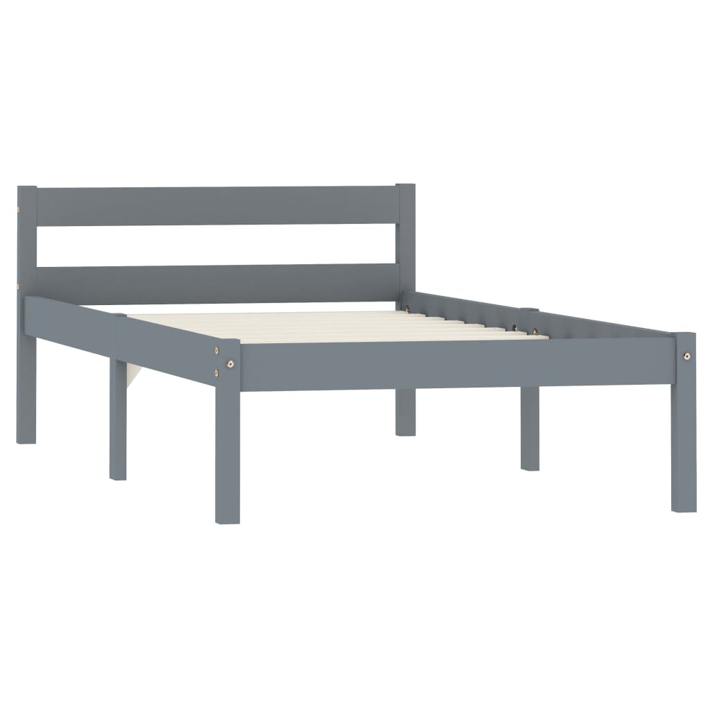 vidaXL Bedframe massief grenenhout grijs 100x200 cm afbeelding