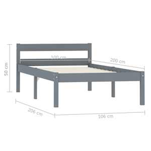 Rám postele šedý masivní borové dřevo 100 x 200 cm - obrázek 7