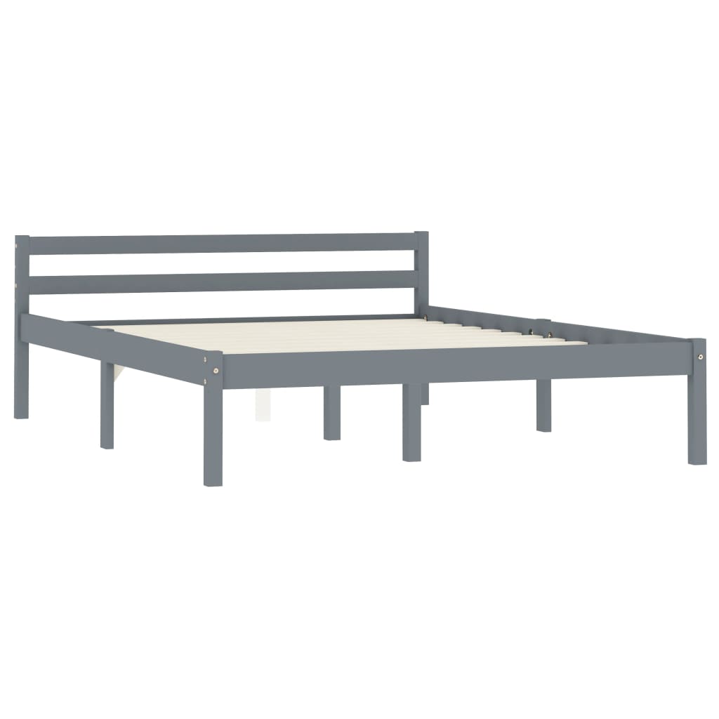 vidaXL Bedframe massief grenenhout grijs 140x200 cm afbeelding