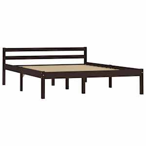 vidaXL Sengeramme m&oslash;rkebrun heltre furu 140x200 cm