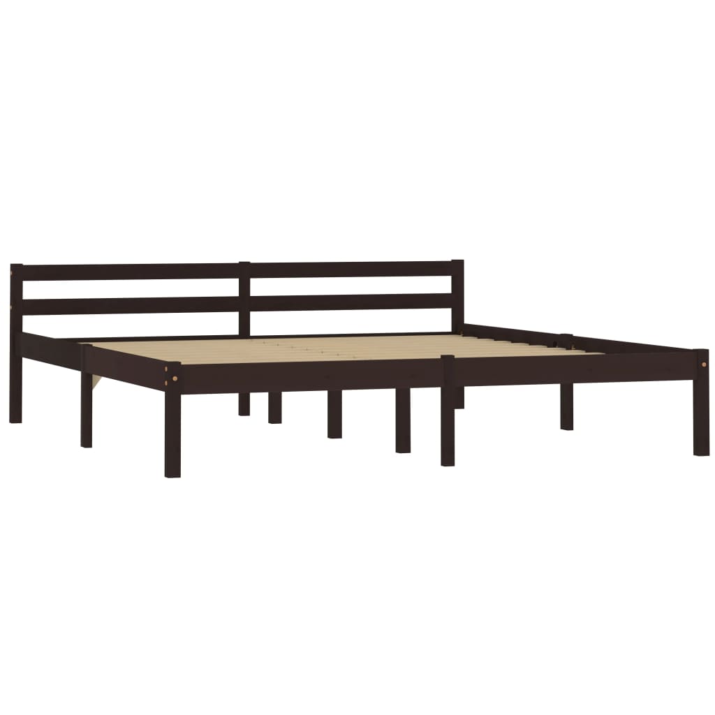 vidaXL Bedframe massief grenenhout donkerbruin 180x200 cm afbeelding