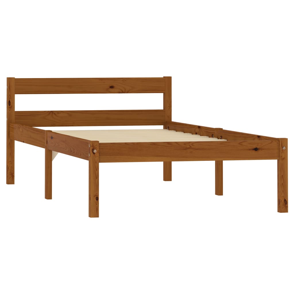 vidaXL Bed Frame Honey Brown Solid Pine Wood 90x200 cm