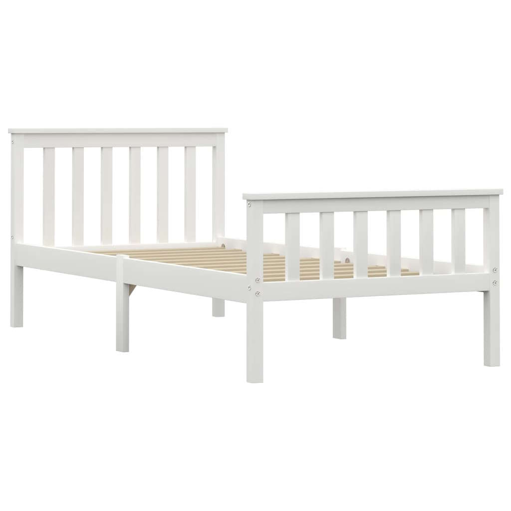vidaXL Cadru de pat, alb, 100 x 200 cm, lemn masiv de pin 