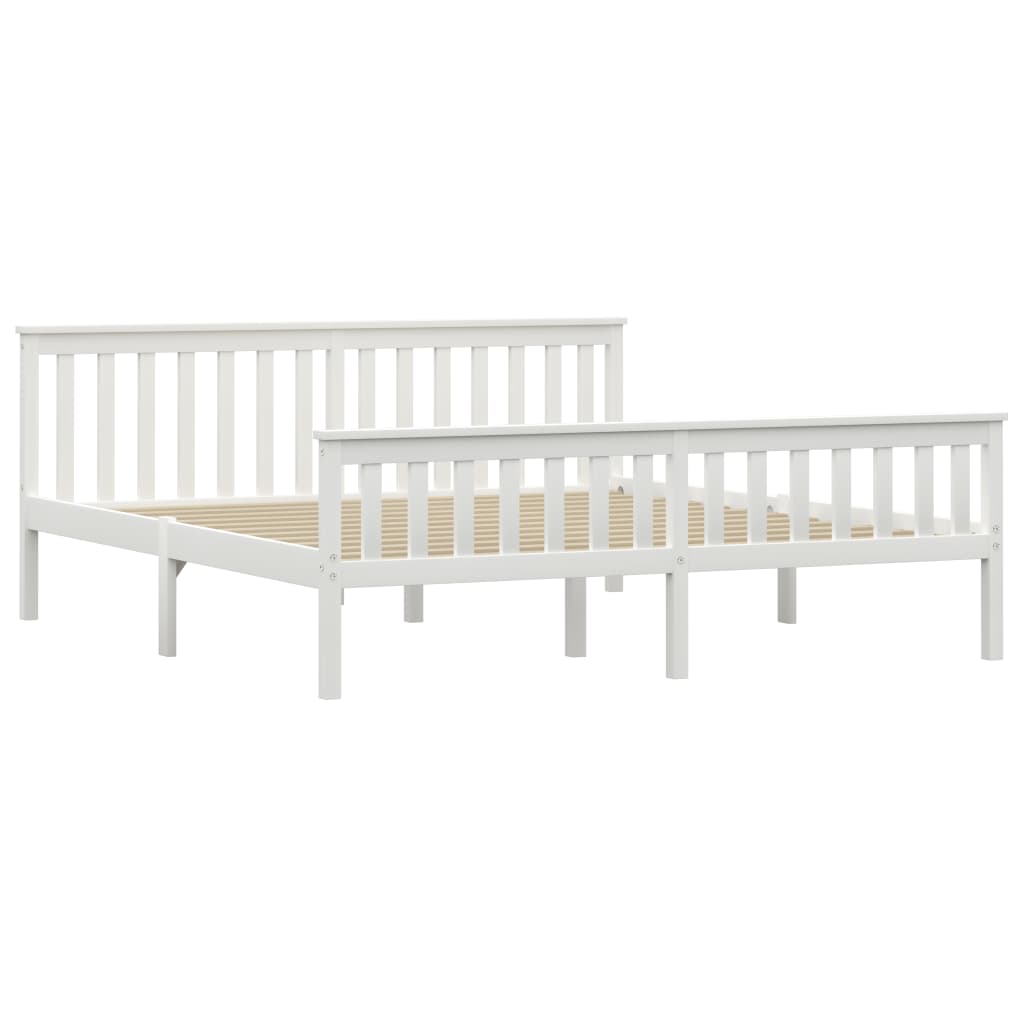 vidaXL Cadru de pat din lemn masiv de pin, alb, 180 x 200 cm 