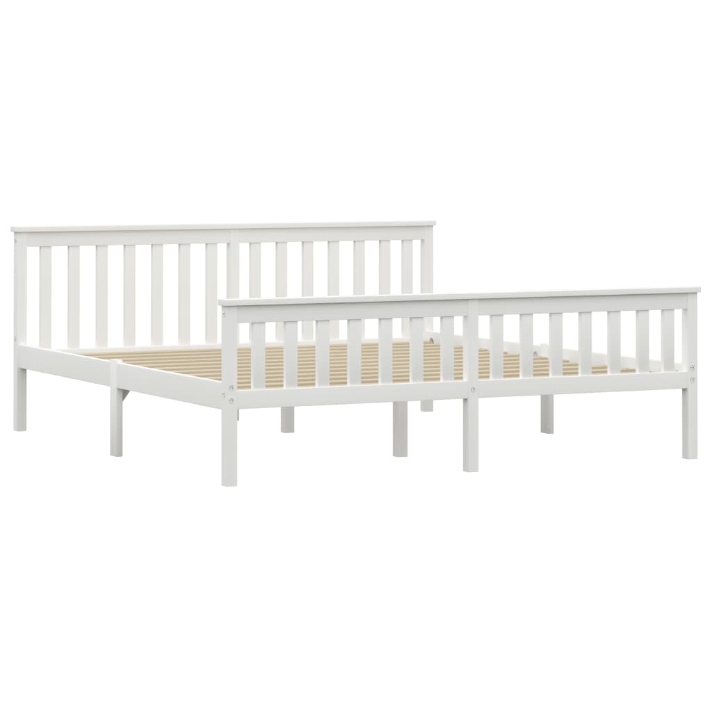 vidaXL Bedframe massief grenenhout wit 180x200 cm afbeelding