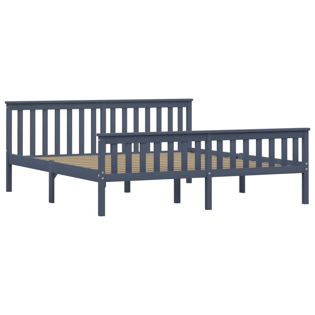 vidaXL Estructura de cama de madera maciza de pino gris 180x200 cm