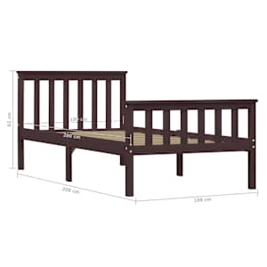 Rám postele tmavě hnědý masivní borovice 100 x 200 cm - obrázek 6