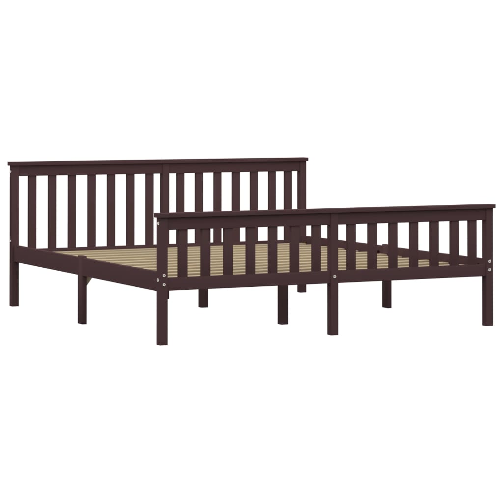 vidaXL Bedframe massief grenenhout donkerbruin 180x200 cm afbeelding