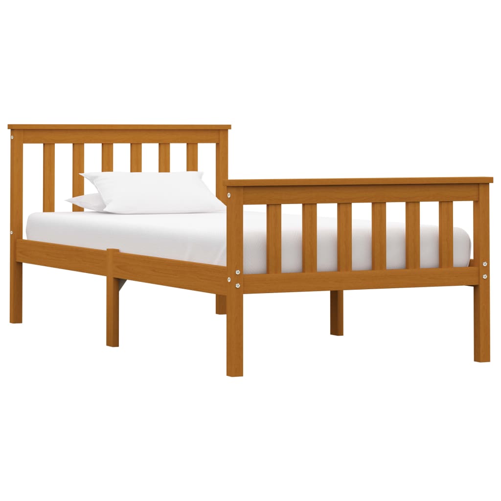 vidaXL Sengeramme honning heltre furu 90×200 cm