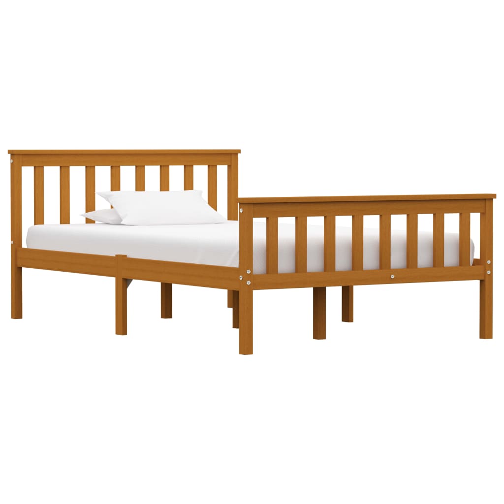 vidaXL Cadru de pat, maro miere, 120 x 200 cm, lemn masiv de pin vidaXL imagine model 2022