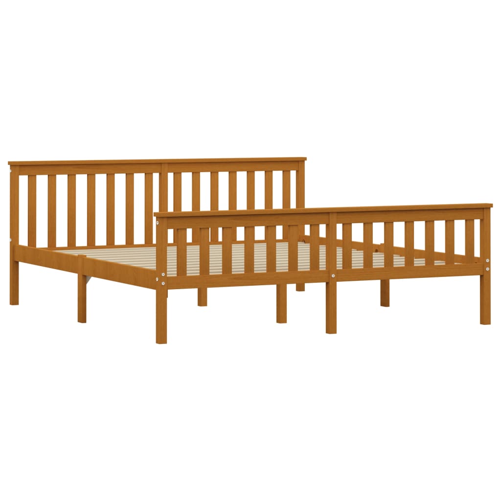 vidaXL Bed Frame Honey Brown Solid Pinewood 6FT Super King