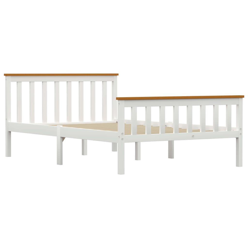 vidaXL Cadru de pat, alb, 120 x 200 cm, lemn masiv de pin 