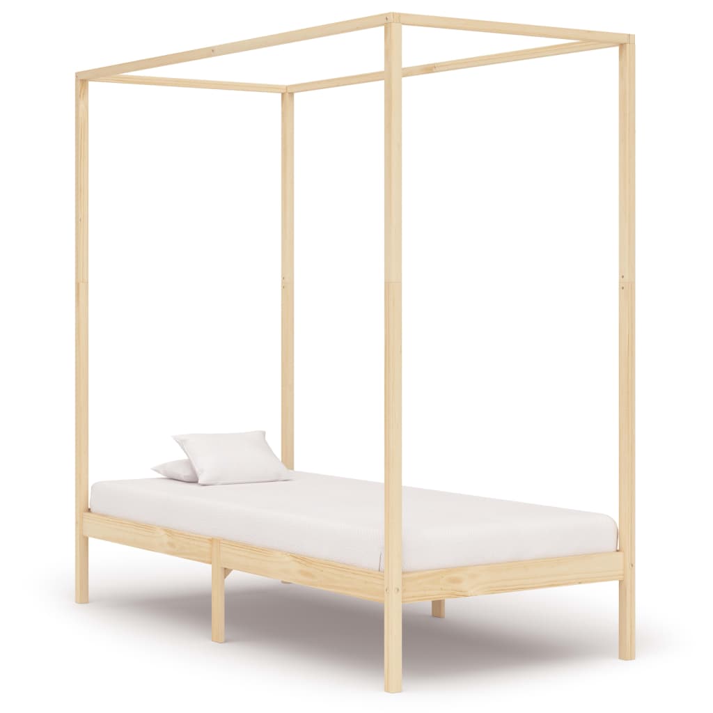 Cadru pat cu baldachin, 100x200 cm, lemn masiv de pin