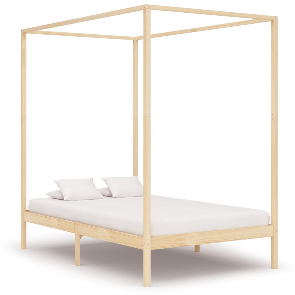 vidaXL Cadru de pat cu baldachin, 120 x 200 cm, lemn masiv de pin vidaXL