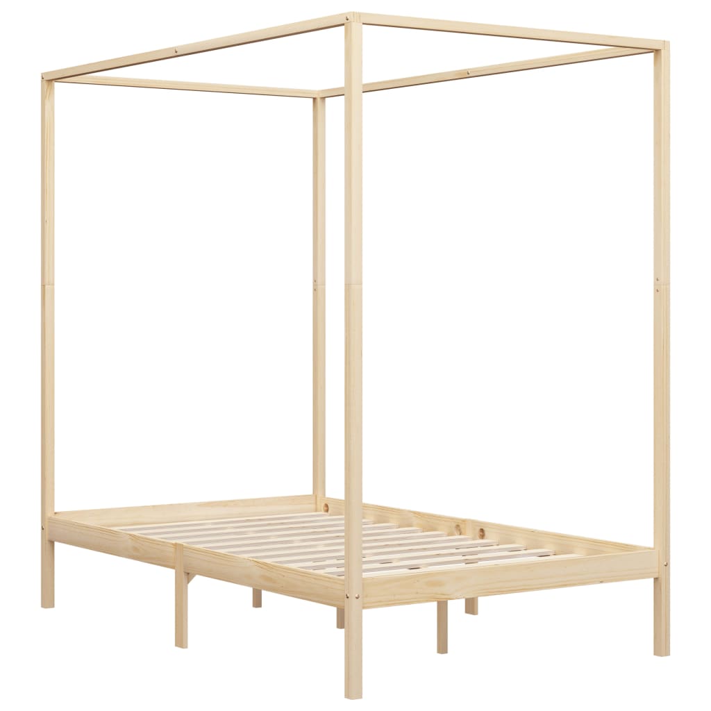 vidaXL Canopy Bed Frame Solid Pine Wood 120x200 cm