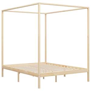 vidaXL Lovos rėmas su baldakimu, 160x200cm, pušies medienos masyvas