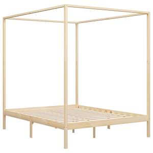 vidaXL Lovos rėmas su baldakimu, 180x200cm, pušies medienos masyvas