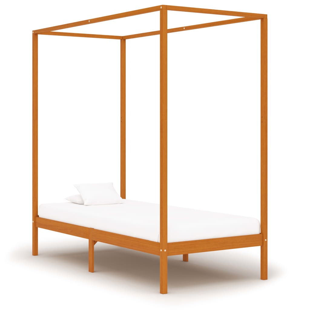 vidaXL Himmelbett-Gestell Honigbraun Massivholz Kiefer 90 x 200 cm