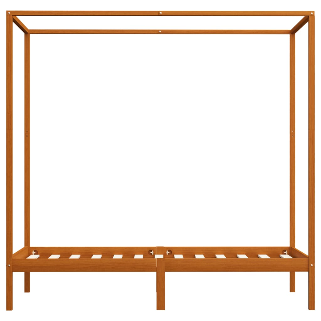 Thumbnail - vidaXL Himmelbett-Gestell Honigbraun Massivholz Kiefer 90 x 200 cm