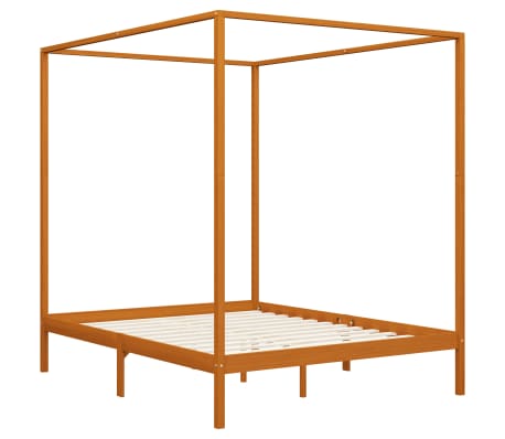 vidaXL Lovos rėmas, rudas, pušies masyvas, 160x200cm