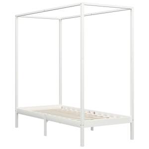 vidaXL Himmelbett-Gestell Wei&szlig; Massivholz Kiefer 90 x 200 cm