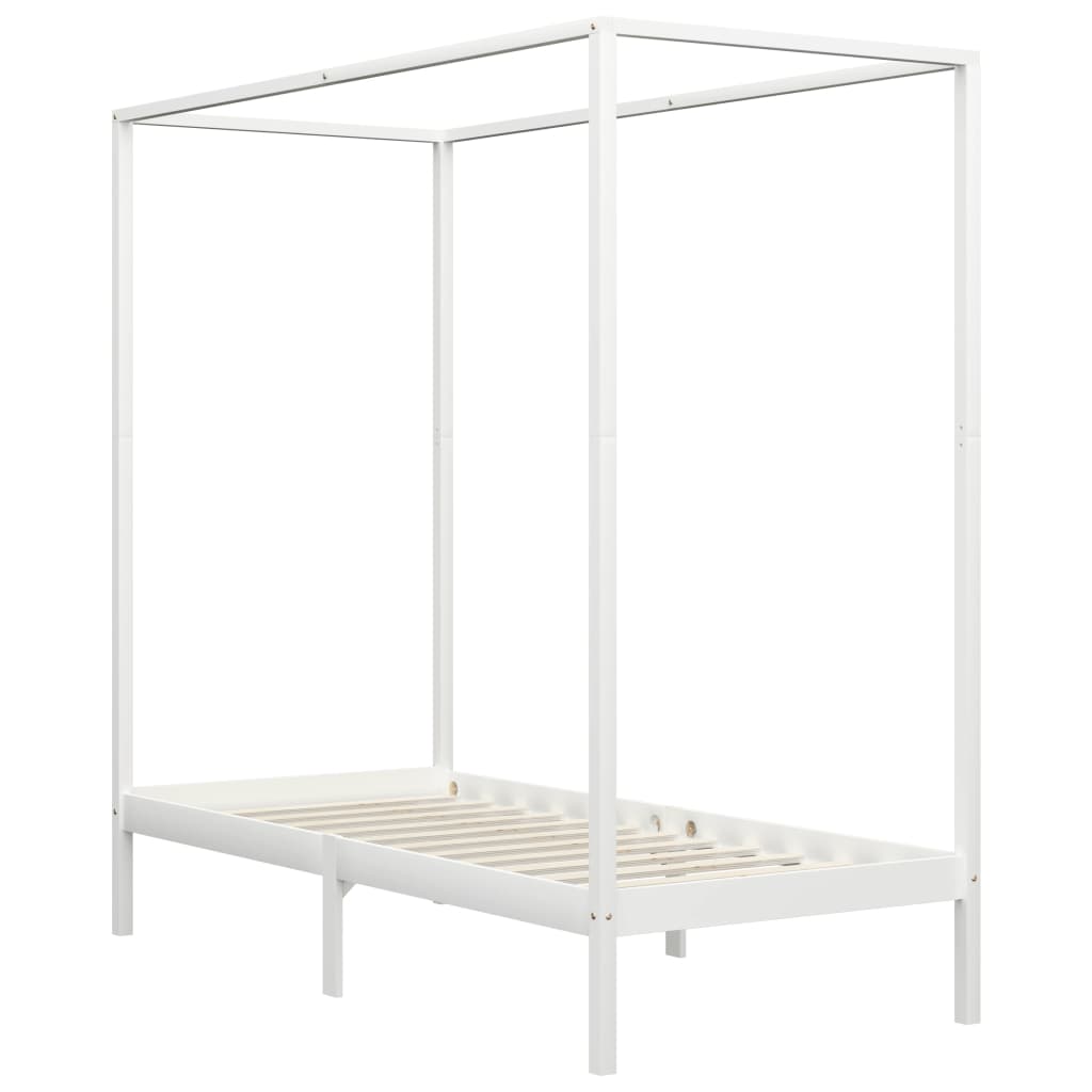 vidaXL fehér tömör fenyőfa baldachinos ágykeret 100 x 200 cm