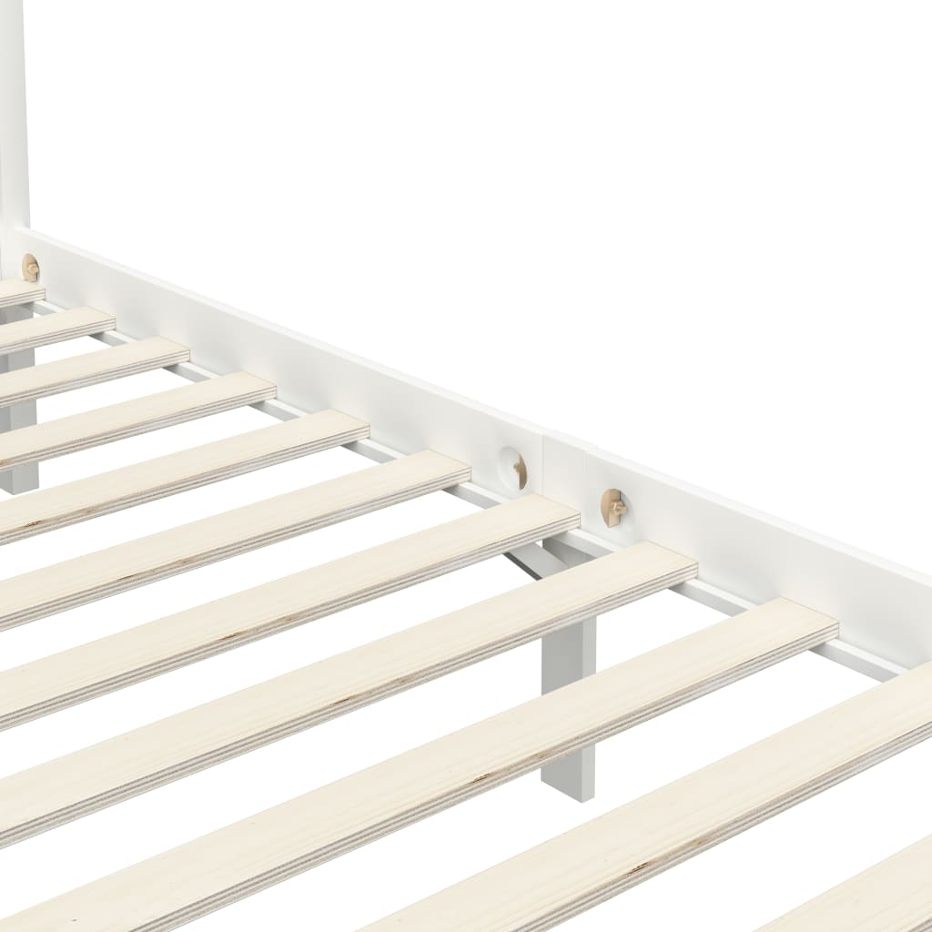 Alternativ bild 2 för VidaXl Sängram Himmelsäng Vit Massiv Furu 100X200 Cm
