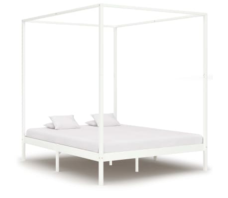 vidaXL Madera Maciza de Pino Estructura de Cama Matrimonio Doble Blanca 160x200 cm Somier Muebles de Dormitorio Habitaci/ón