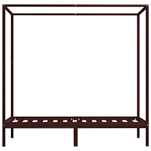 Rám postele s nebesy tmavě hnědý masivní borovice 90 x 200 cm - obrázek 4