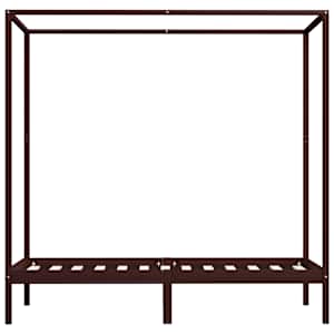 Rám postele s nebesy tmavě hnědý masivní borovice 100 x 200 cm - obrázek 3