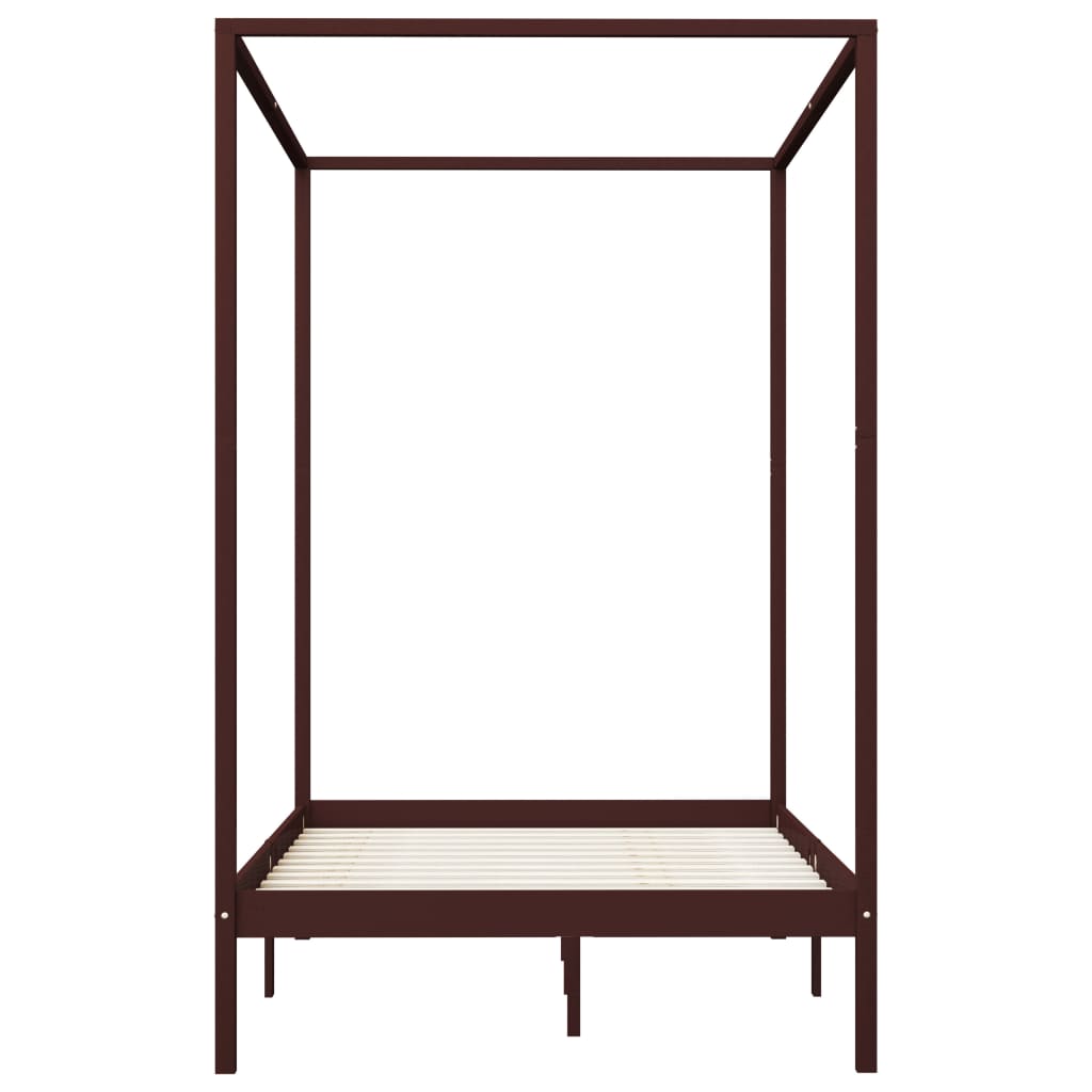 Alternativ bild 1 för VidaXl Sängram Himmelsäng Mörkbrun Massiv Furu 120X200 Cm