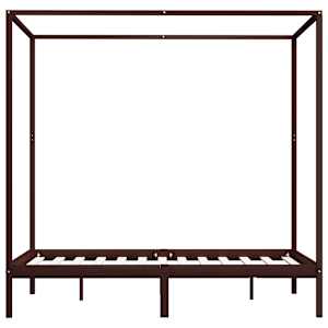 Rám postele s nebesy tmavě hnědý masivní borovice 120 x 200 cm - obrázek 3