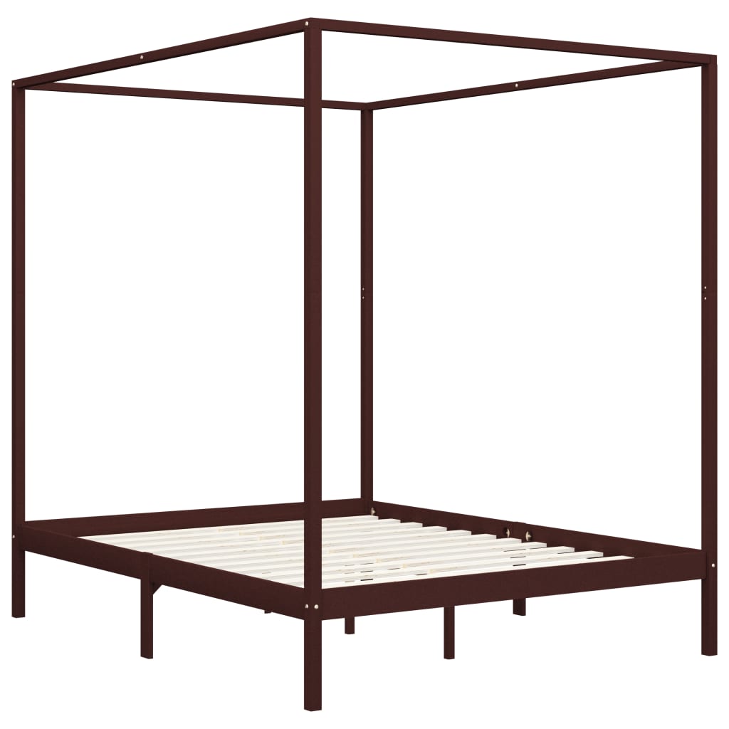 

vidaXL Hemelbedframe massief grenenhout donkerbruin 160x200 cm