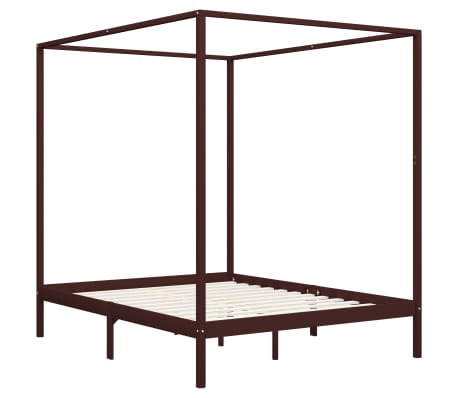 vidaXL Himmelsengeramme mørkebrun heltre furu 180x200 cm