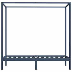 Rám postele s nebesy šedý masivní borové dřevo 90 x 200 cm - obrázek 4