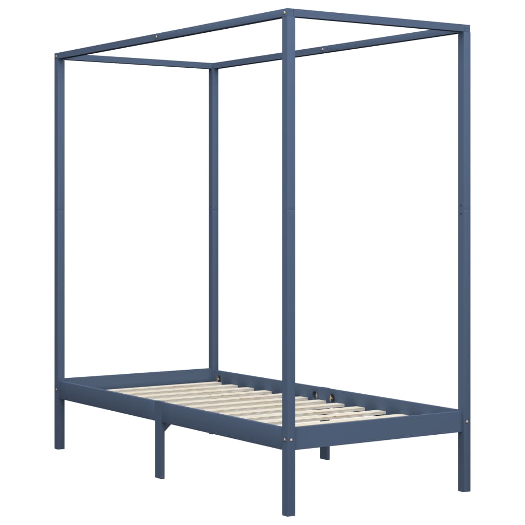 vidaXL Hemelbedframe massief grenenhout grijs 100x200 cm afbeelding