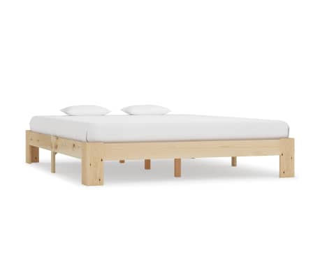 vidaXL Madera Maciza de Pino Estructura de Cama Matrimonio Doble Blanca 160x200 cm Somier Muebles de Dormitorio Habitaci/ón