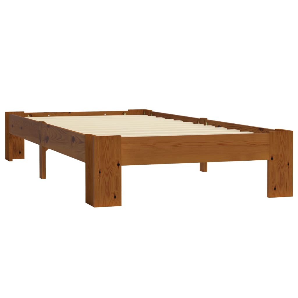 vidaXL Cadre de lit Marron clair Bois de pin massif 90 x 200 cm