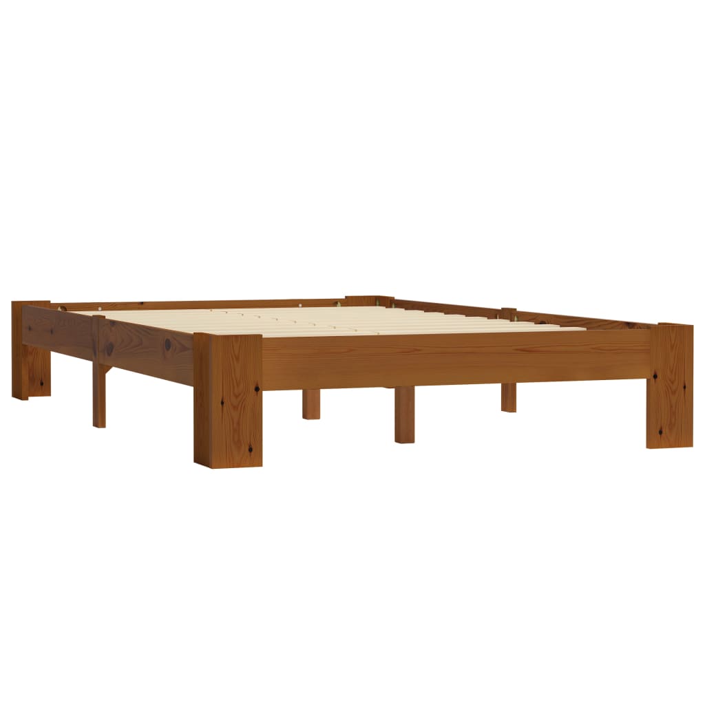 vidaXL Rama łóżka, jasnobrązowa, lite drewno sosnowe, 140 x 200 cm