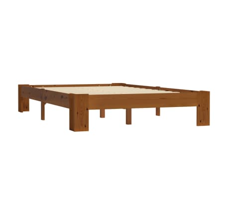 vidaXL Cadru de pat, maro deschis, 140 x 200 cm, lemn masiv de pin