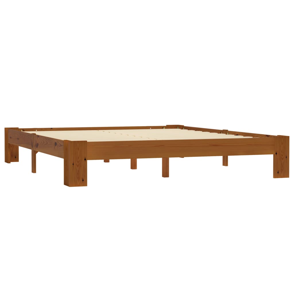 vidaXL Cadre de lit Marron clair Bois de pin massif 160 x 200 cm