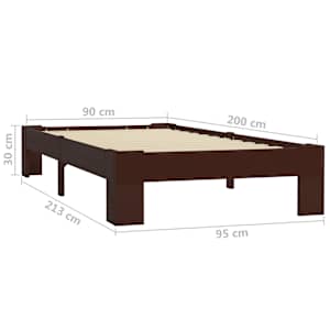 Rám postele tmavě hnědý masivní borovice 90 x 200 cm - obrázek 6