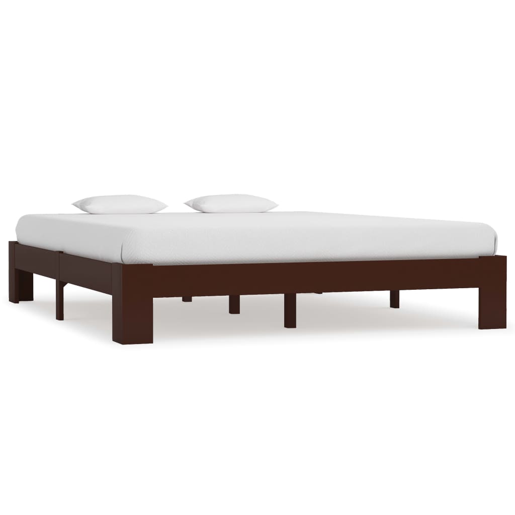 vidaXL Cadru de pat, maro închis, 160 x 200 cm, lemn masiv de pin vidaXL