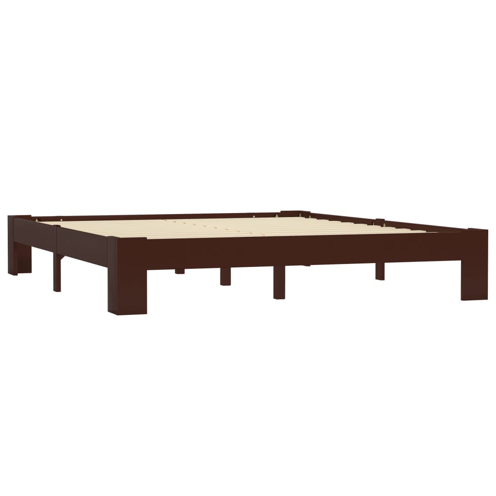 283303 vidaXL Bed Frame Dark Brown Solid Pine Wood 180×200 cm