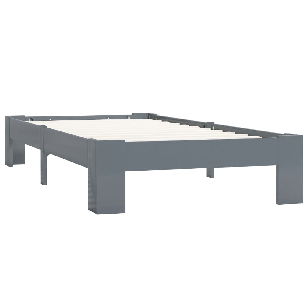 vidaXL Bed Frame Grey Solid Pine Wood 90x200 cm