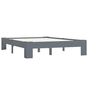 vidaXL Lovos rėmas, pilkos sp., 140x200cm, pu&scaron;ies medienos masyvas
