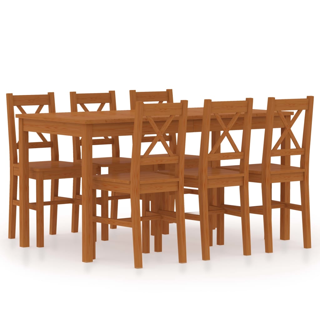 vidaXL Set mobilier de bucătărie, 7 piese, maro miere, lemn de pin de la vidaxl imagine noua