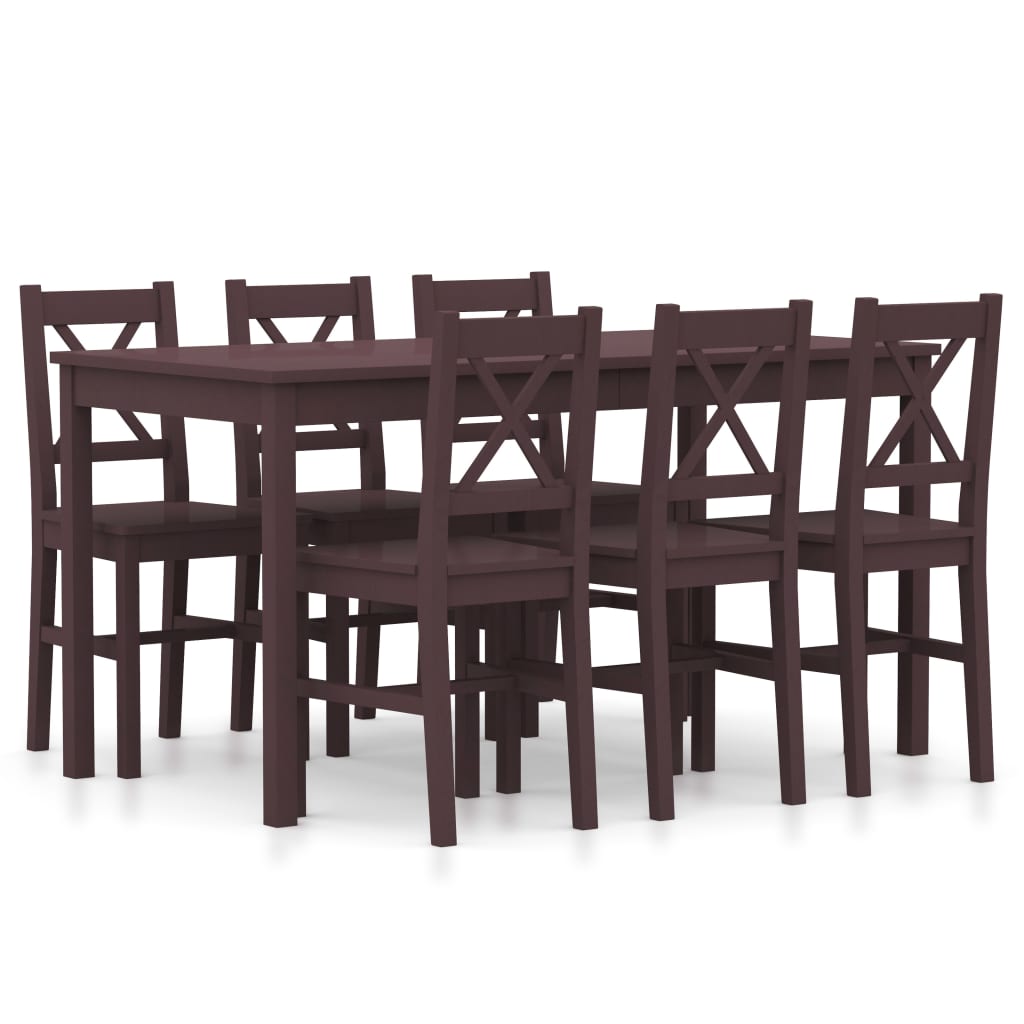 vidaXL Set mobilier de bucătărie, 7 piese, maro închis, lemn de pin vidaXL imagine noua 2022
