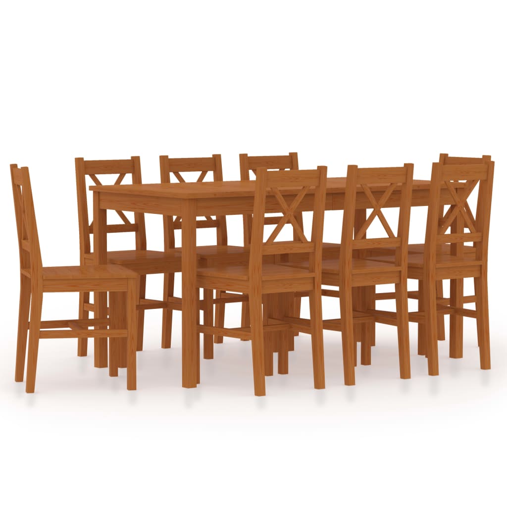 vidaXL Set mobilier de bucătărie, 9 piese, maro miere, lemn de pin de la vidaxl imagine noua