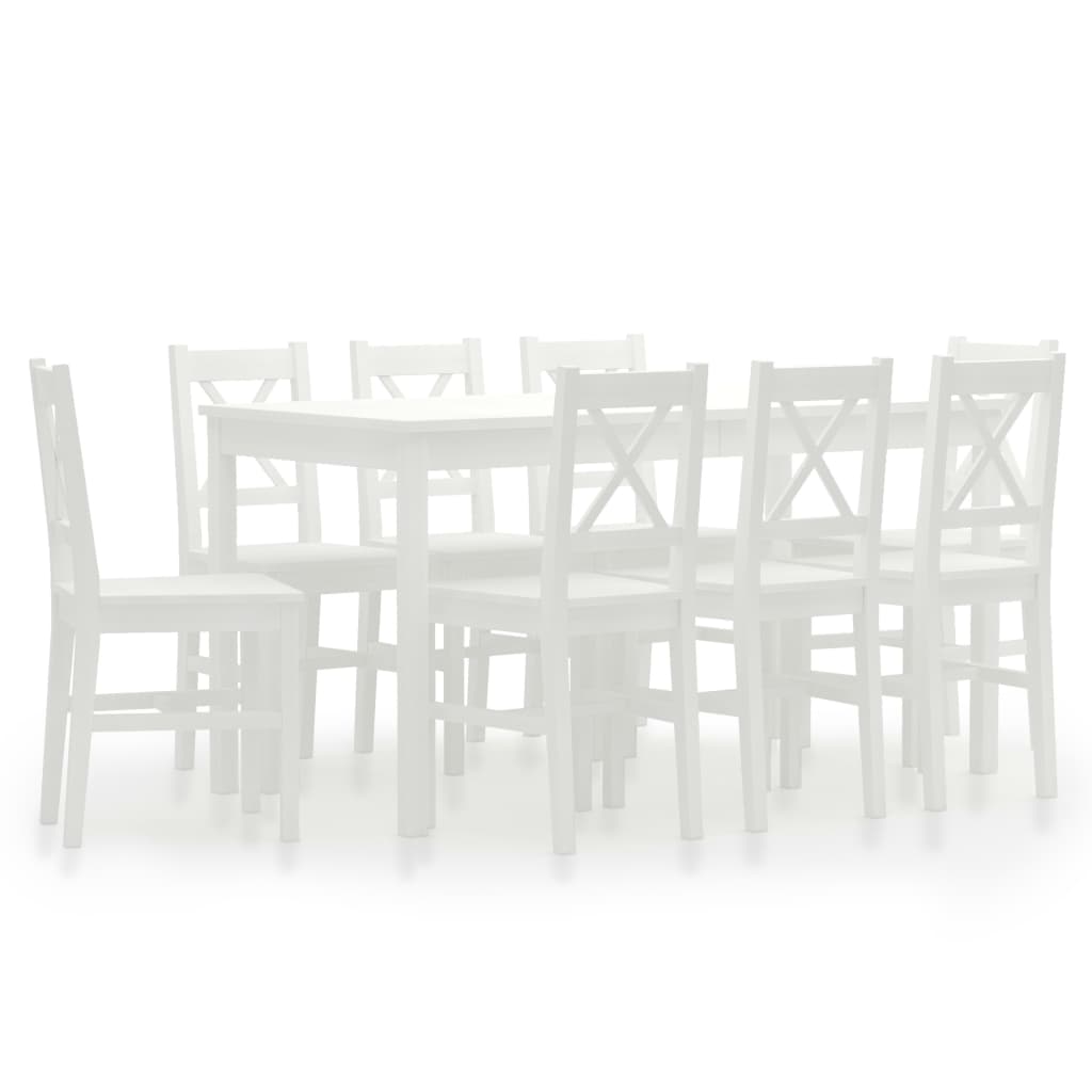 vidaXL Set mobilier de bucătărie, 9 piese, alb, lemn de pin vidaXL